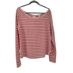 Postage Stamp Red & White Striped Long Sleeve Pullover XL